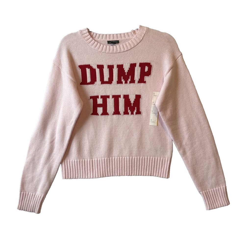 NWT Wild Fable Y2K‎ Dump Him Pink Knit Sweater S Britney Valentines Coquette